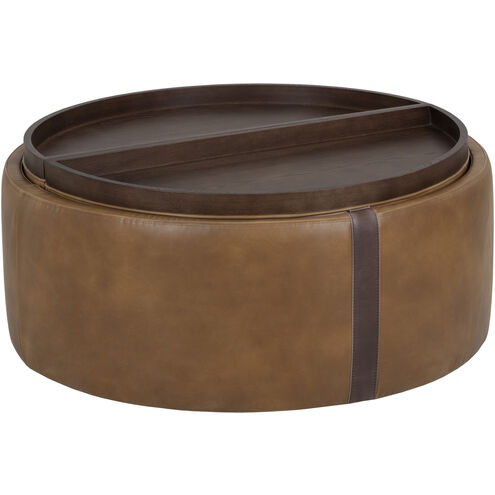 Borelli 17.25 inch Tobacco Tan / Autumn Chestnut Wheeled Storage Ottoman, Wheeled